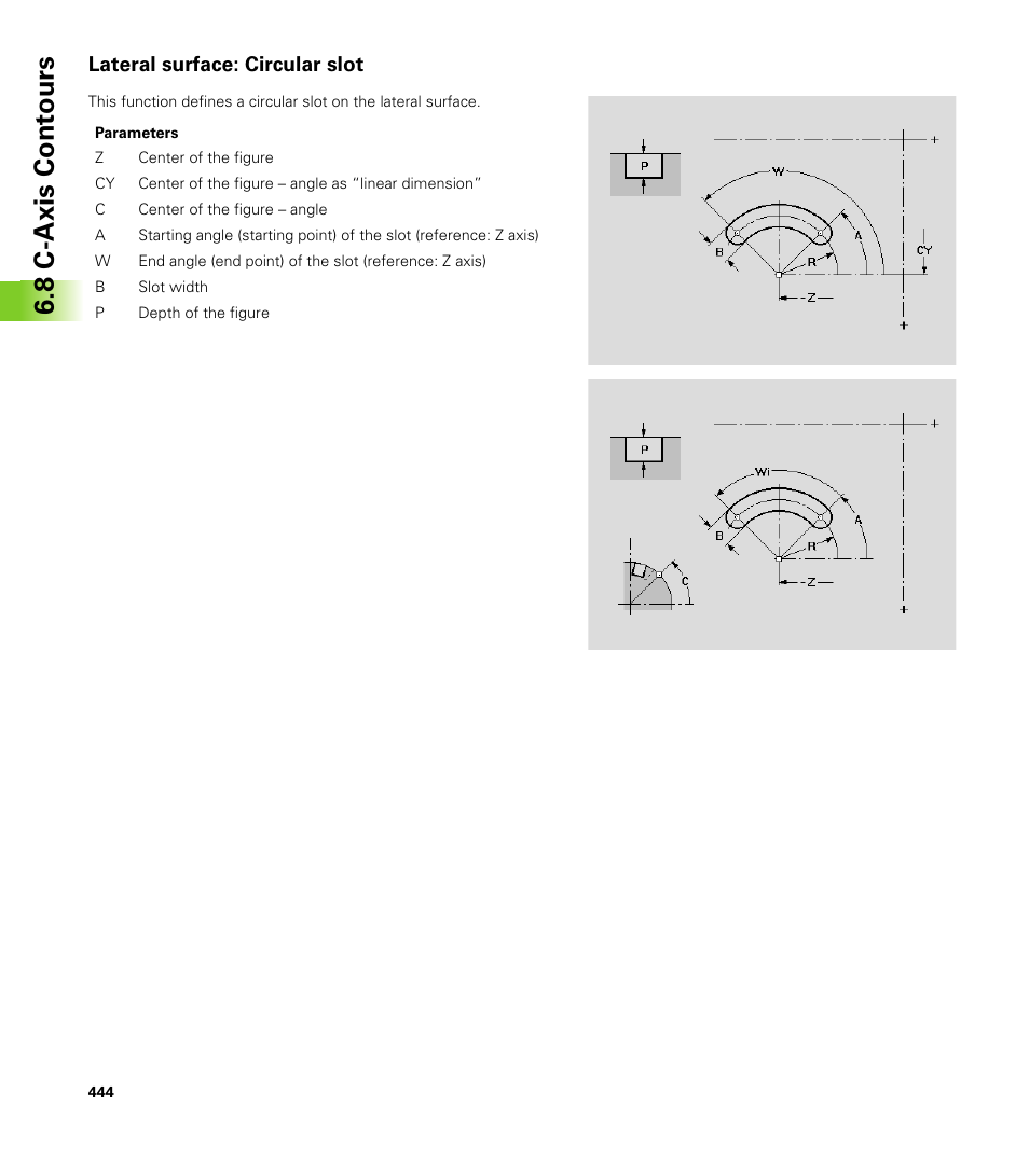 Lateral surface: circular slot, 8 c-axis cont ours | HEIDENHAIN CNC Pilot 4290 V7.1 User Manual | Page 444 / 725