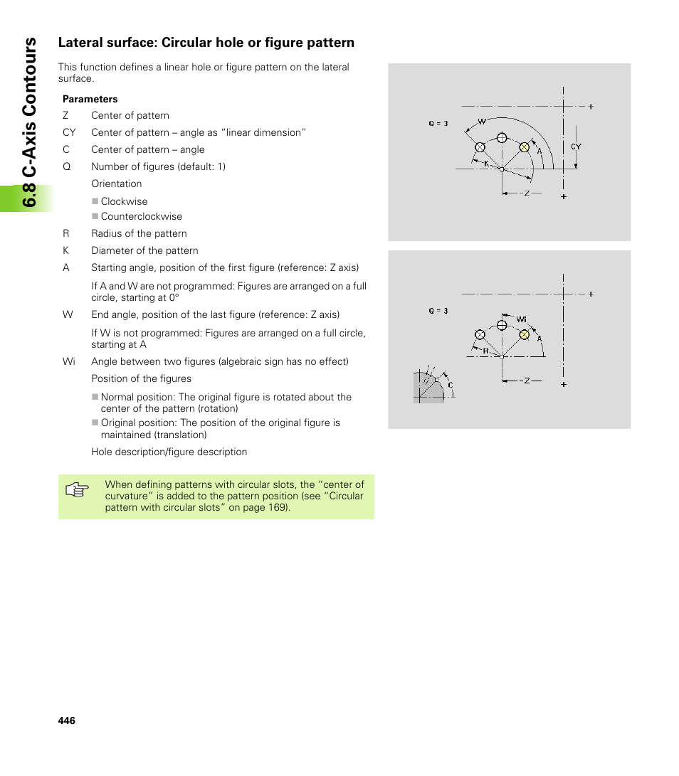 Lateral surface: circular hole or figure pattern, 8 c-axis cont ours | HEIDENHAIN CNC Pilot 4290 V7.1 User Manual | Page 446 / 725