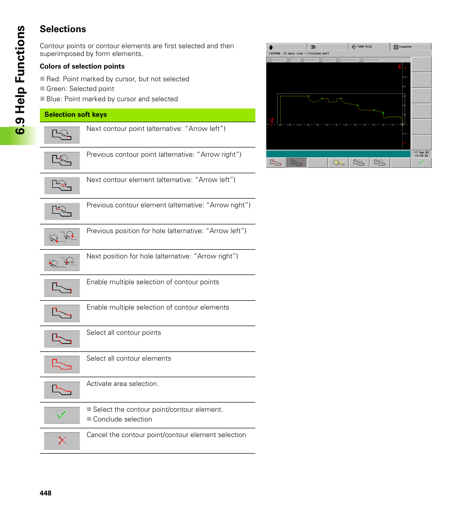 Selections, 9 help f unctions | HEIDENHAIN CNC Pilot 4290 V7.1 User Manual | Page 448 / 725