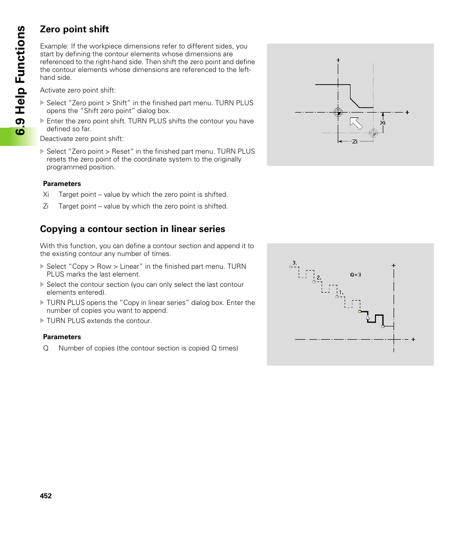 Zero point shift, Copying a contour section in linear series, 9 help f unctions | HEIDENHAIN CNC Pilot 4290 V7.1 User Manual | Page 452 / 725