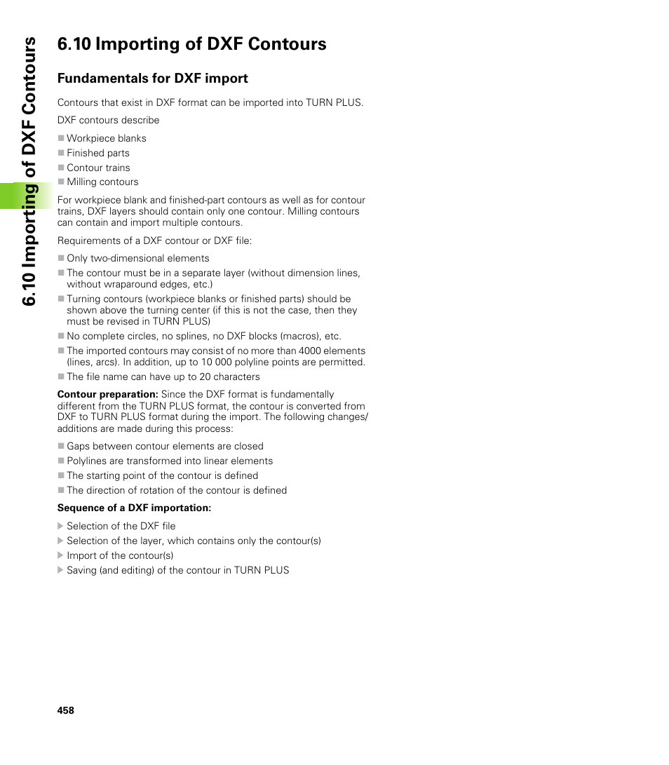 10 importing of dxf contours, Fundamentals for dxf import | HEIDENHAIN CNC Pilot 4290 V7.1 User Manual | Page 458 / 725