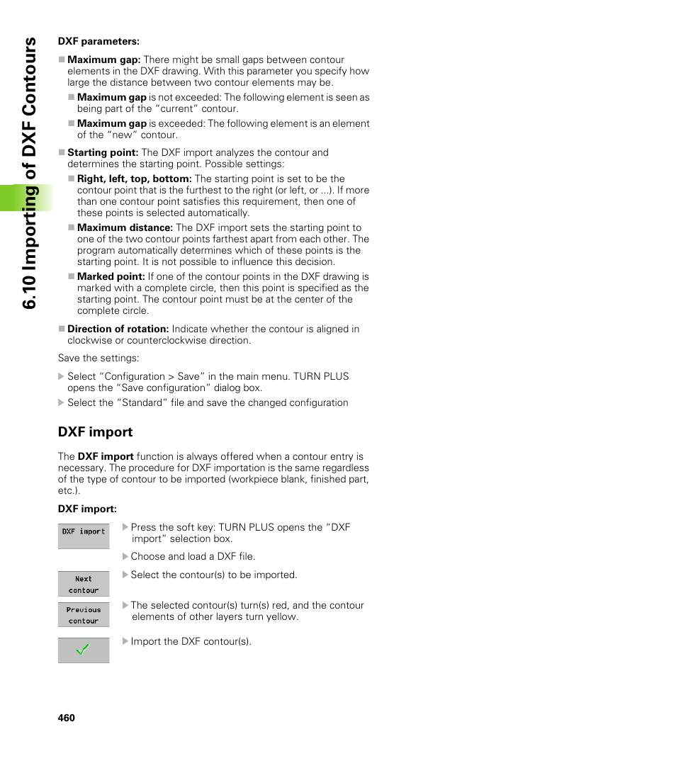 Dxf import, 1 0 impor ting of dxf cont ours | HEIDENHAIN CNC Pilot 4290 V7.1 User Manual | Page 460 / 725