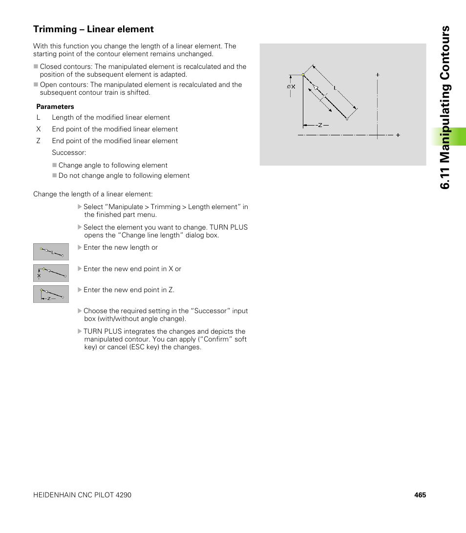 Trimming – linear element, 1 1 manipulating cont ours | HEIDENHAIN CNC Pilot 4290 V7.1 User Manual | Page 465 / 725