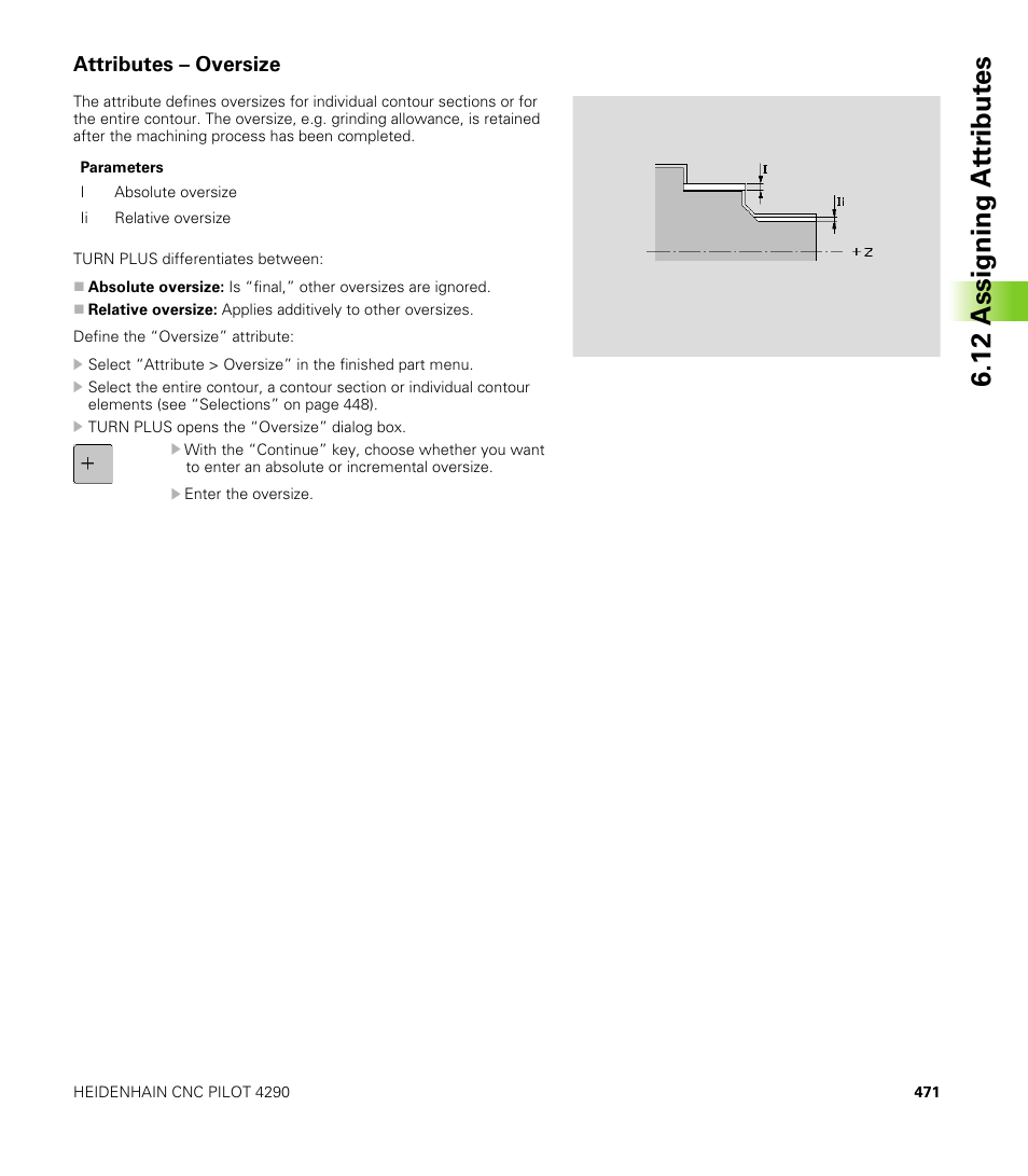 Attributes – oversize, 12 assigning at tr ibut es | HEIDENHAIN CNC Pilot 4290 V7.1 User Manual | Page 471 / 725