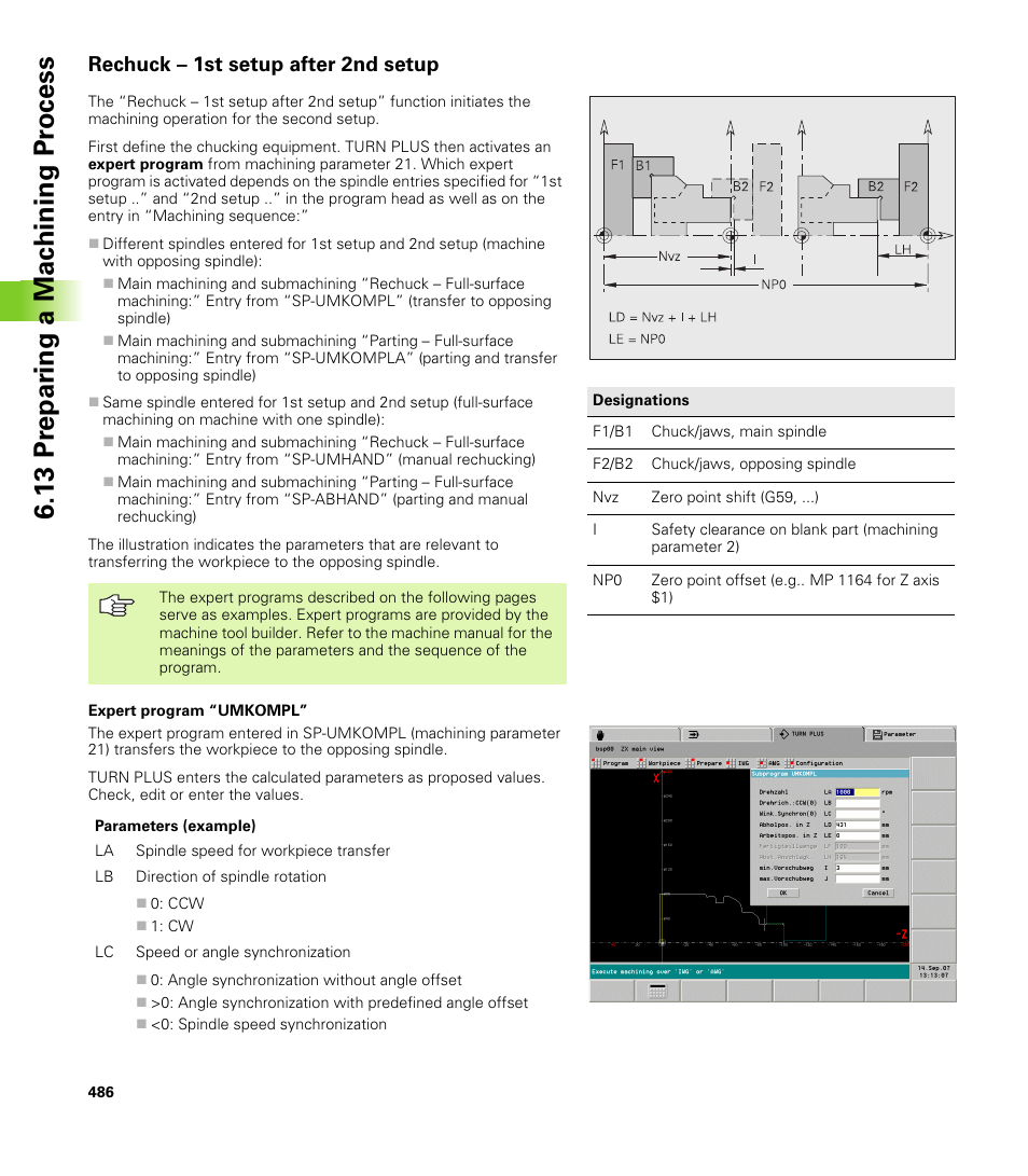 Rechuck – 1st setup after 2nd setup, 13 pr epar ing a mac h ining pr ocess | HEIDENHAIN CNC Pilot 4290 V7.1 User Manual | Page 486 / 725