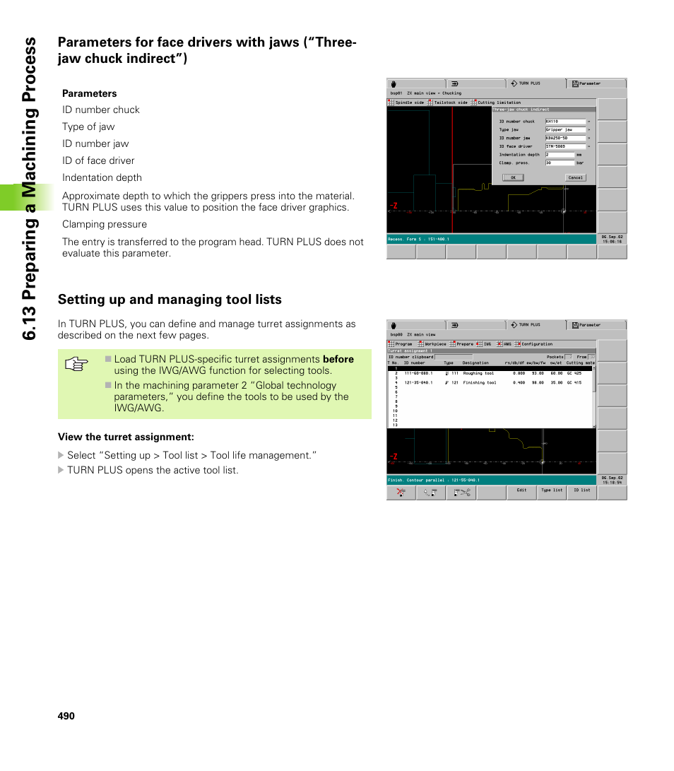 Setting up and managing tool lists, 13 pr epar ing a mac h ining pr ocess | HEIDENHAIN CNC Pilot 4290 V7.1 User Manual | Page 490 / 725