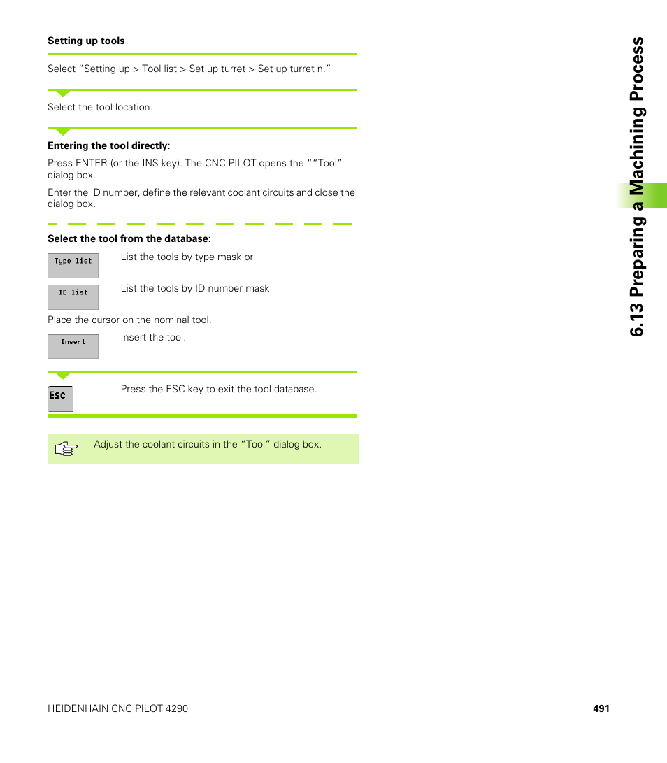 13 pr epar ing a mac h ining pr ocess | HEIDENHAIN CNC Pilot 4290 V7.1 User Manual | Page 491 / 725