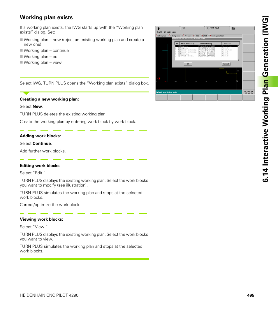 Working plan exists | HEIDENHAIN CNC Pilot 4290 V7.1 User Manual | Page 495 / 725