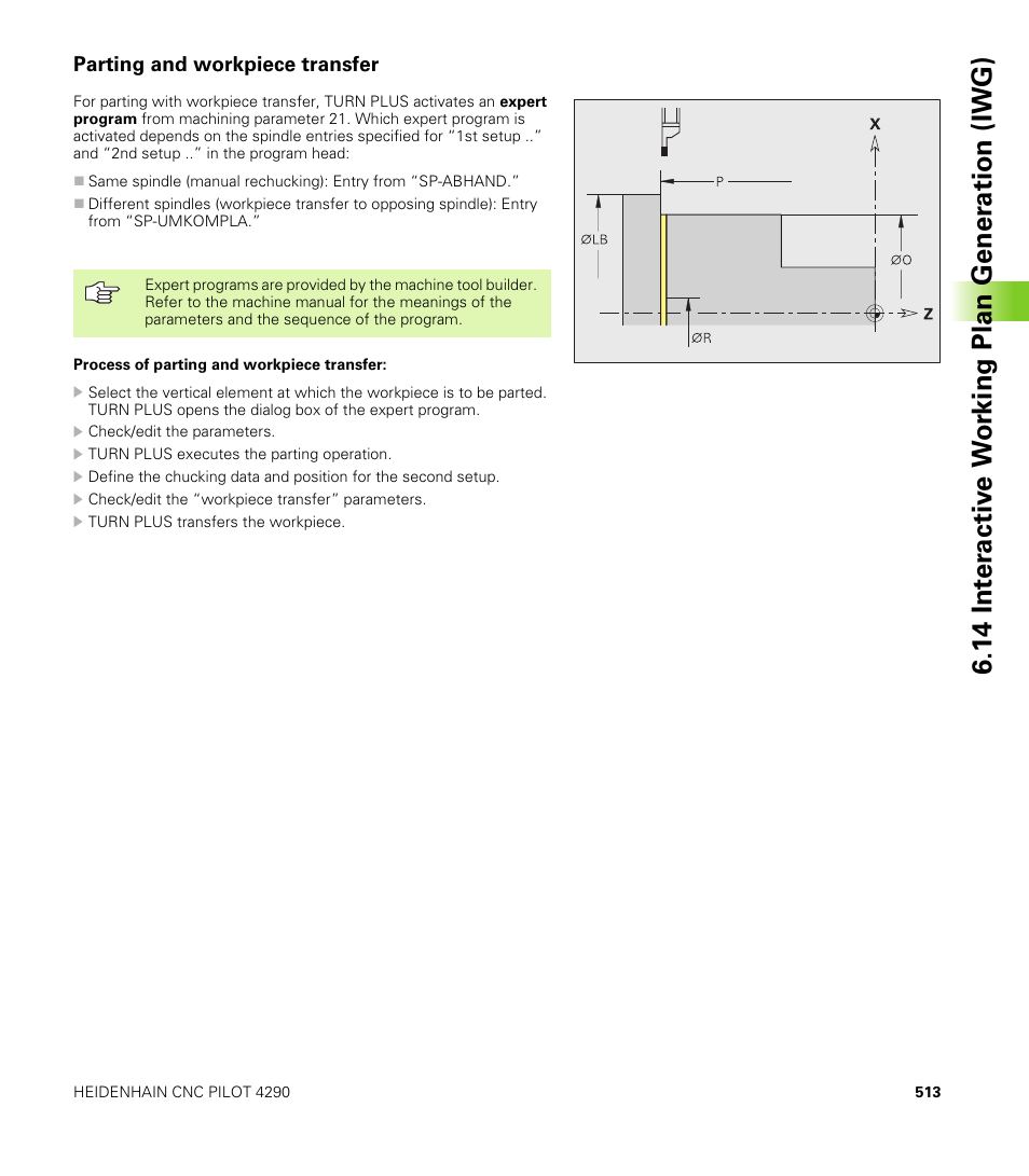 Parting and workpiece transfer | HEIDENHAIN CNC Pilot 4290 V7.1 User Manual | Page 513 / 725