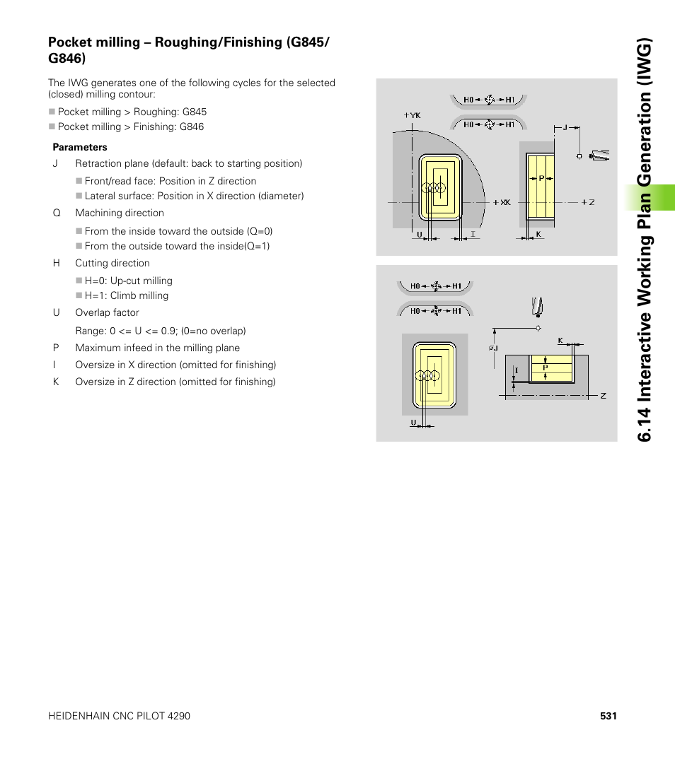 Pocket milling – roughing/finishing (g845/ g846), Pocket milling – roughing/finishing (g845/g846) | HEIDENHAIN CNC Pilot 4290 V7.1 User Manual | Page 531 / 725