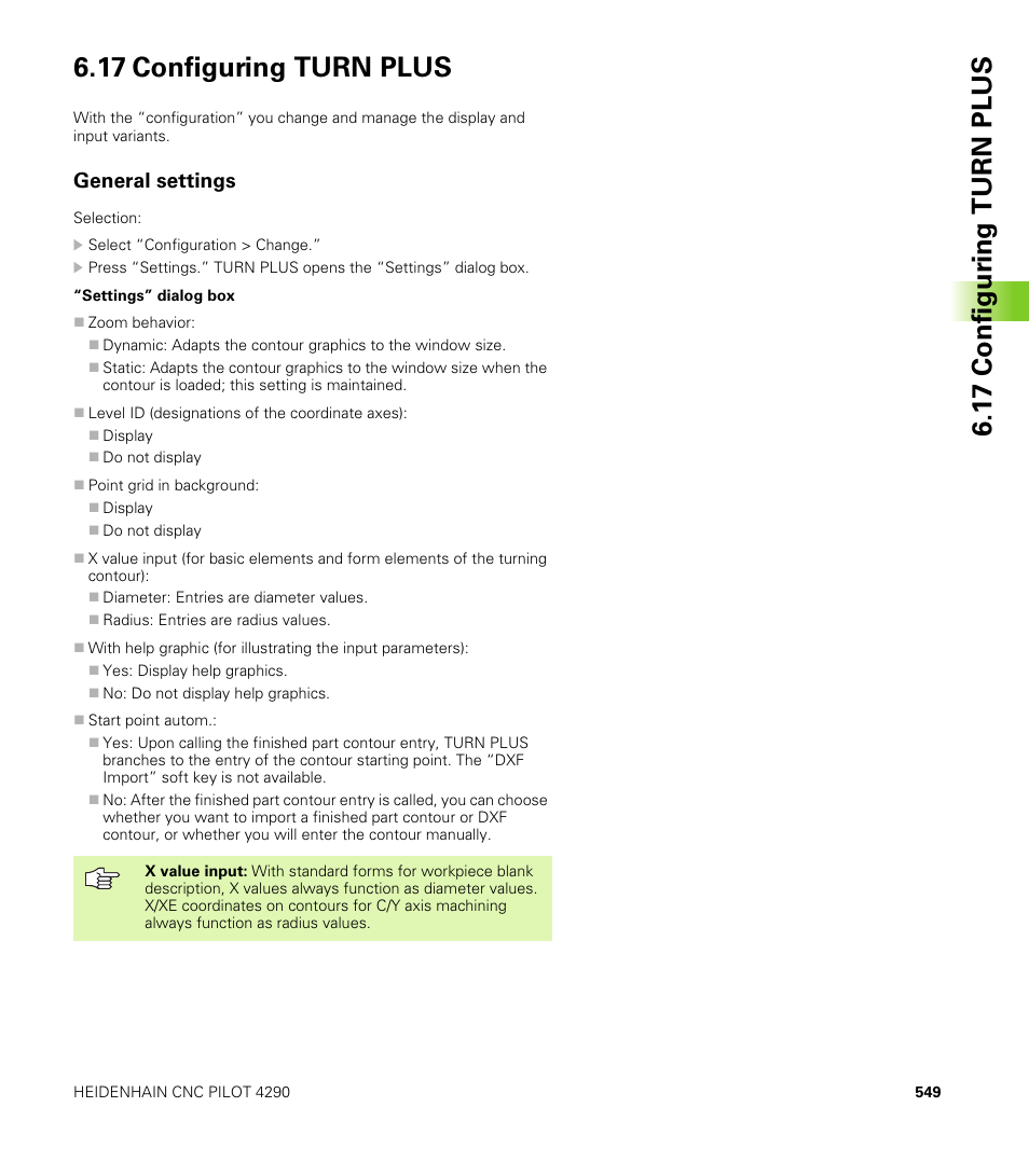 17 configuring turn plus, General settings | HEIDENHAIN CNC Pilot 4290 V7.1 User Manual | Page 549 / 725