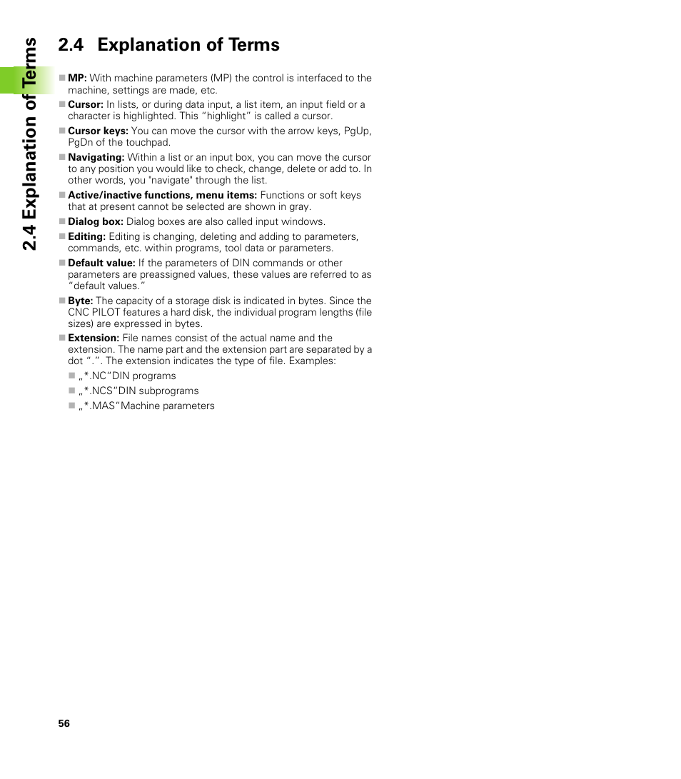 4 explanation of terms, 4 explanation of t e rm s 2.4 explanation of terms | HEIDENHAIN CNC Pilot 4290 V7.1 User Manual | Page 56 / 725