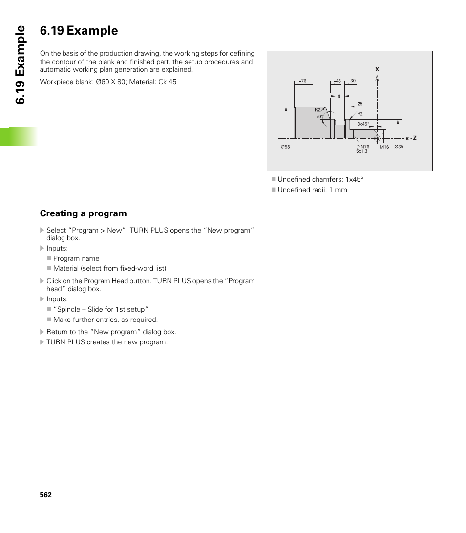 19 example, Creating a program | HEIDENHAIN CNC Pilot 4290 V7.1 User Manual | Page 562 / 725