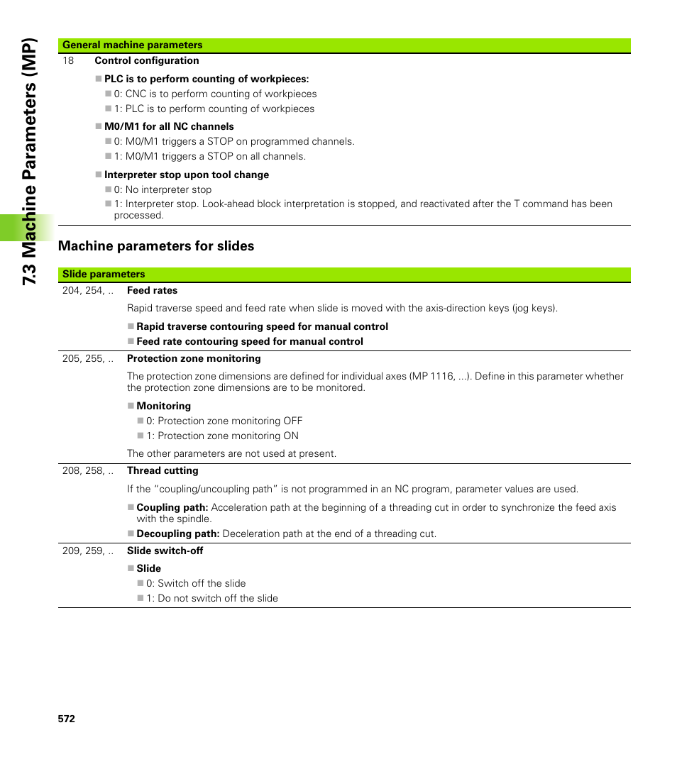 Machine parameters for slides, 3 mac h ine p a ra met e rs (mp) | HEIDENHAIN CNC Pilot 4290 V7.1 User Manual | Page 572 / 725