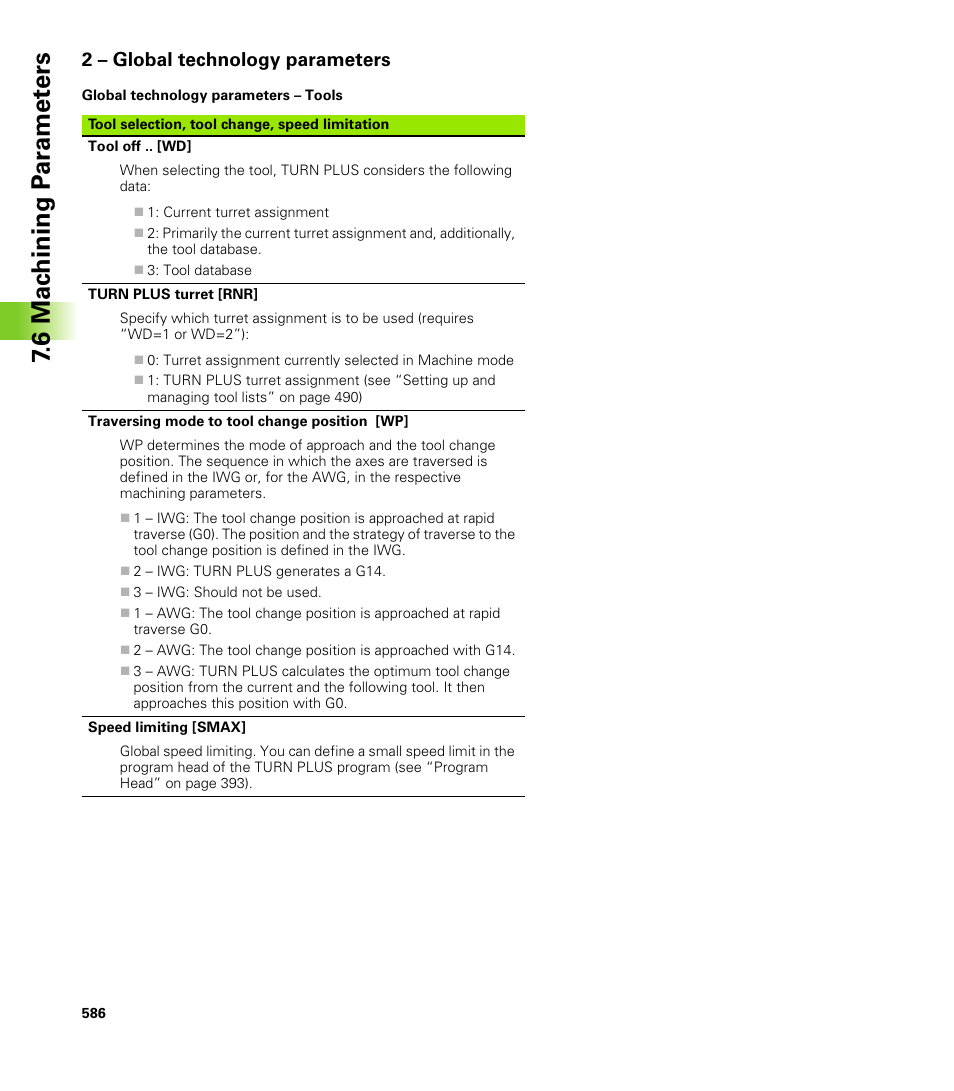 2 – global technology parameters, 6 mac h ining p a ra met e rs | HEIDENHAIN CNC Pilot 4290 V7.1 User Manual | Page 586 / 725