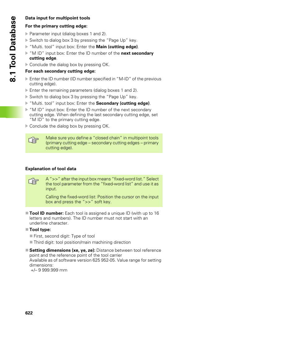 1 t o ol d a tabase | HEIDENHAIN CNC Pilot 4290 V7.1 User Manual | Page 622 / 725