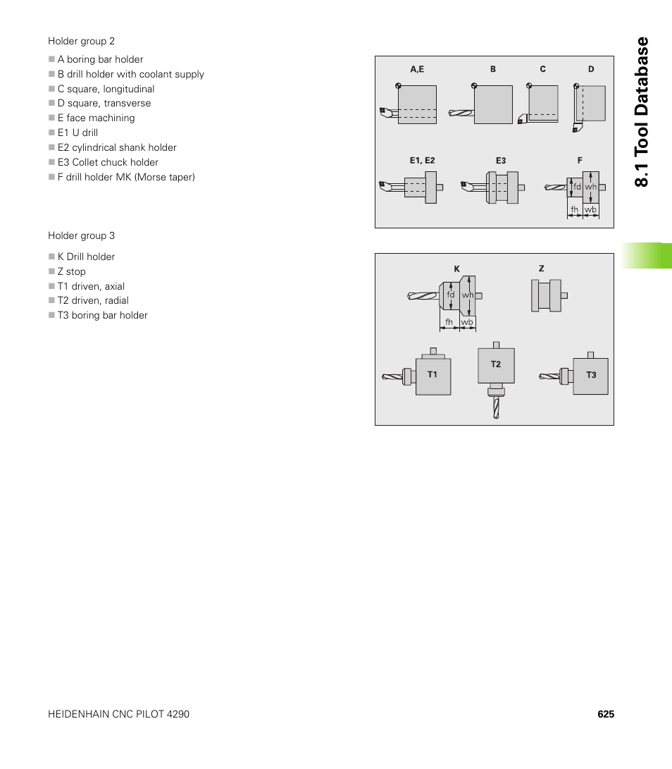 1 t o ol d a tabase | HEIDENHAIN CNC Pilot 4290 V7.1 User Manual | Page 625 / 725