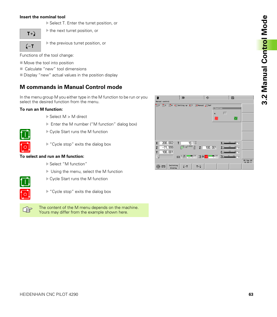 M commands in manual control mode, 2 manual contr o l mode | HEIDENHAIN CNC Pilot 4290 V7.1 User Manual | Page 63 / 725