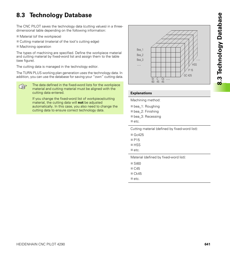 3 technology database | HEIDENHAIN CNC Pilot 4290 V7.1 User Manual | Page 641 / 725