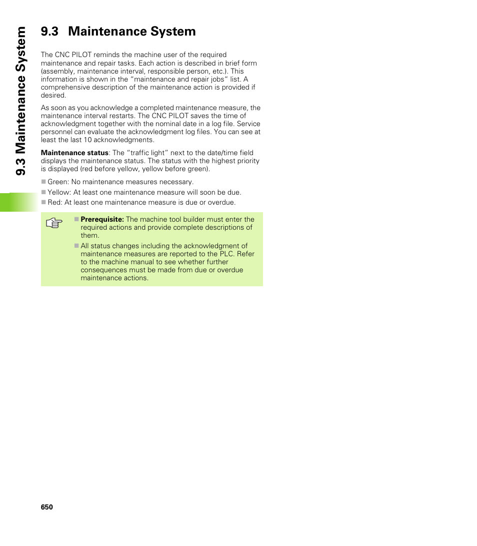 3 maintenance system, 3 maint e nance s y st em 9.3 maintenance system | HEIDENHAIN CNC Pilot 4290 V7.1 User Manual | Page 650 / 725
