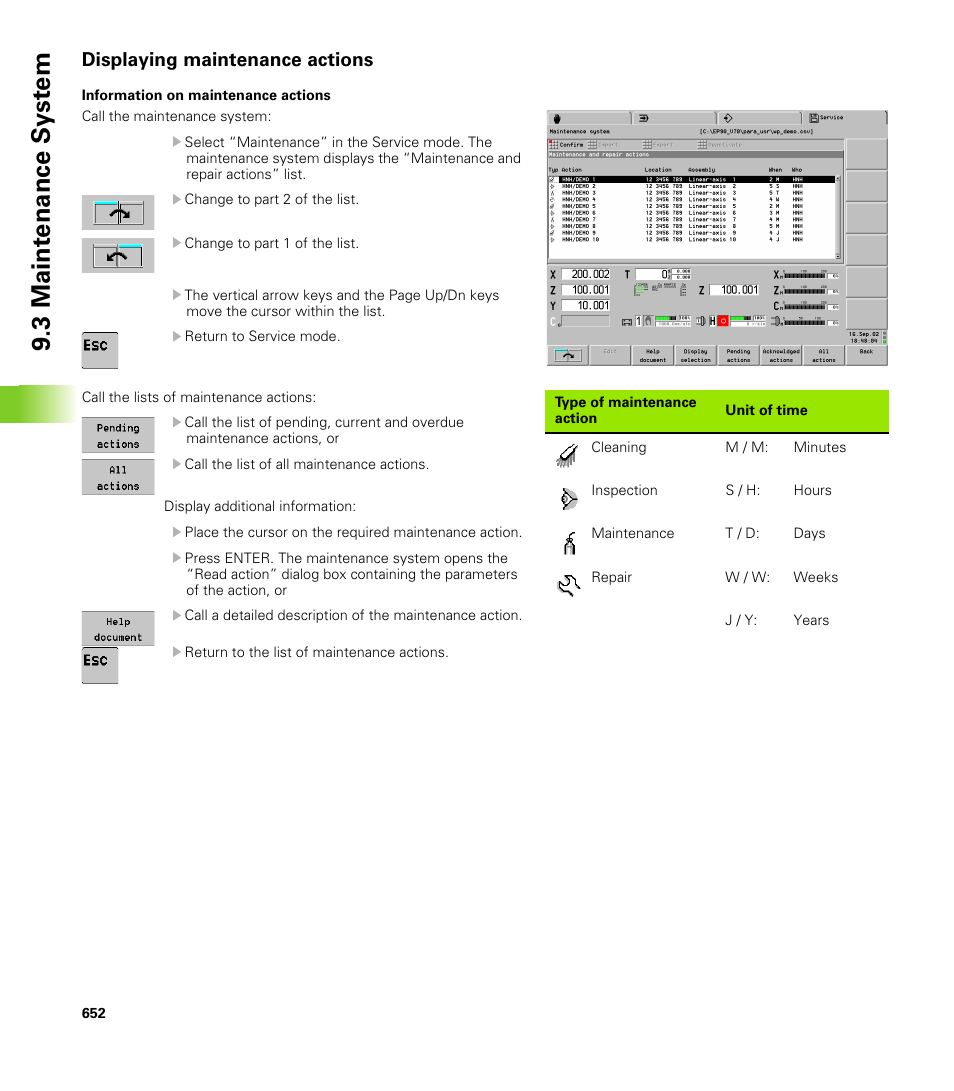 Displaying maintenance actions, 3 maint e nance s y st em | HEIDENHAIN CNC Pilot 4290 V7.1 User Manual | Page 652 / 725