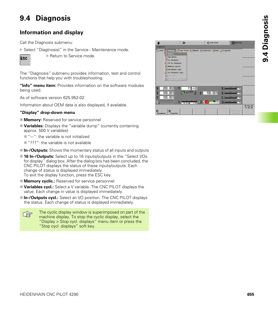 4 diagnosis, Information and display | HEIDENHAIN CNC Pilot 4290 V7.1 User Manual | Page 655 / 725