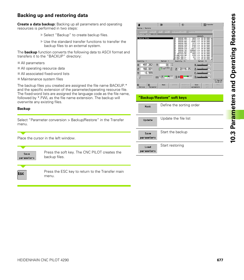Backing up and restoring data, 10 .3 p a ra met e rs and oper ating resour ces | HEIDENHAIN CNC Pilot 4290 V7.1 User Manual | Page 677 / 725