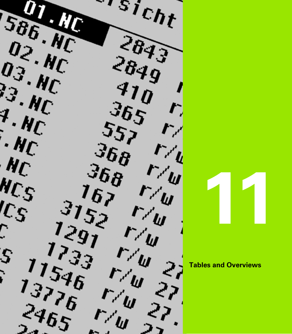 Tables and overviews, 11 tables and overviews | HEIDENHAIN CNC Pilot 4290 V7.1 User Manual | Page 683 / 725