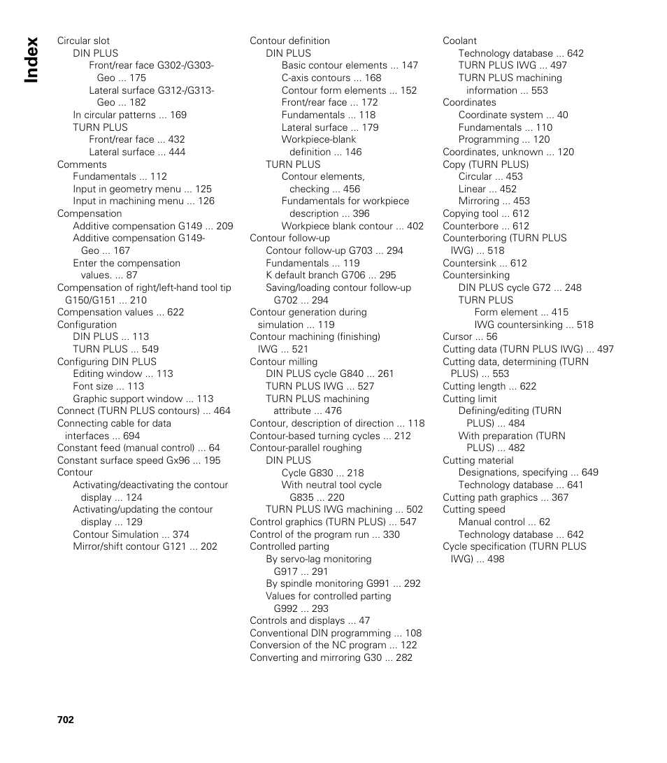 Index | HEIDENHAIN CNC Pilot 4290 V7.1 User Manual | Page 702 / 725