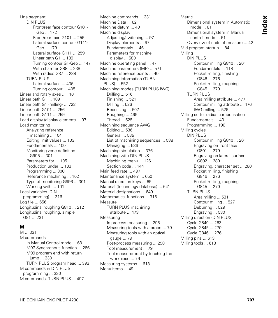 Index | HEIDENHAIN CNC Pilot 4290 V7.1 User Manual | Page 707 / 725