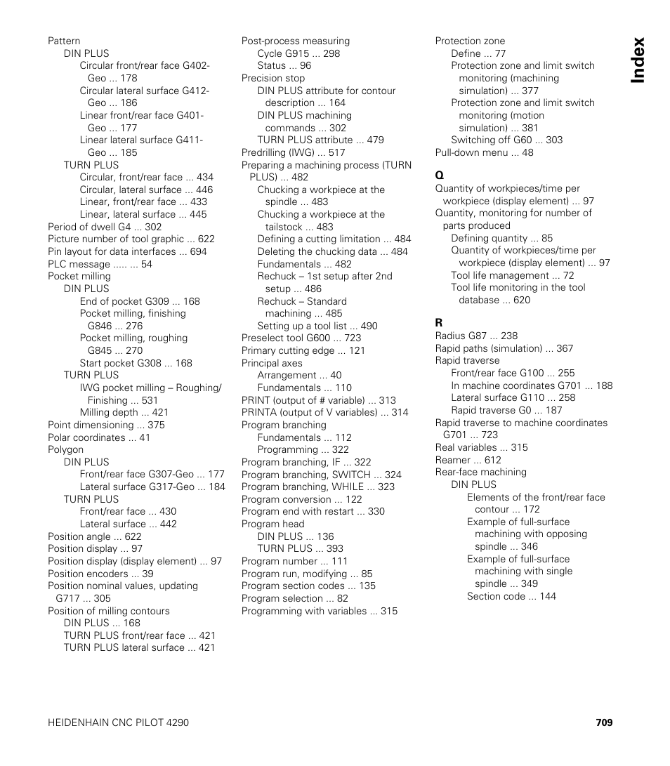 Index | HEIDENHAIN CNC Pilot 4290 V7.1 User Manual | Page 709 / 725