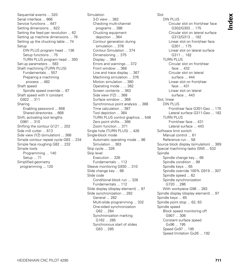 Index | HEIDENHAIN CNC Pilot 4290 V7.1 User Manual | Page 711 / 725