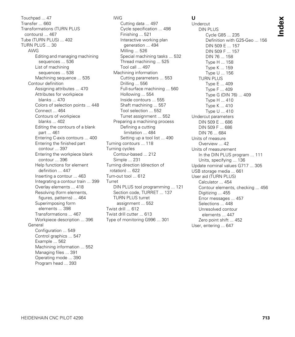 Index | HEIDENHAIN CNC Pilot 4290 V7.1 User Manual | Page 713 / 725