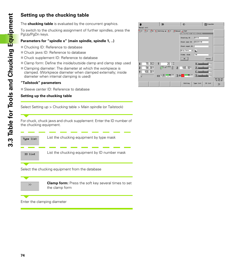 Setting up the chucking table | HEIDENHAIN CNC Pilot 4290 V7.1 User Manual | Page 74 / 725