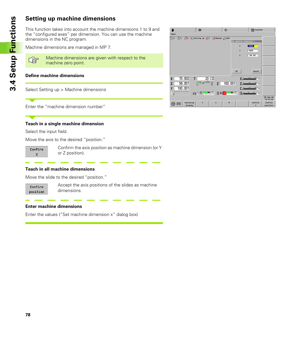 Setting up machine dimensions | HEIDENHAIN CNC Pilot 4290 V7.1 User Manual | Page 78 / 725