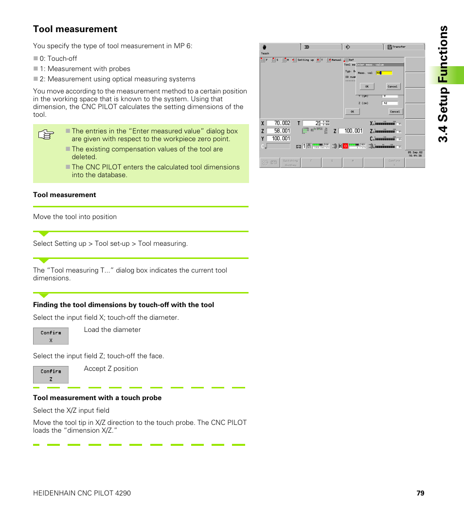 Tool measurement | HEIDENHAIN CNC Pilot 4290 V7.1 User Manual | Page 79 / 725