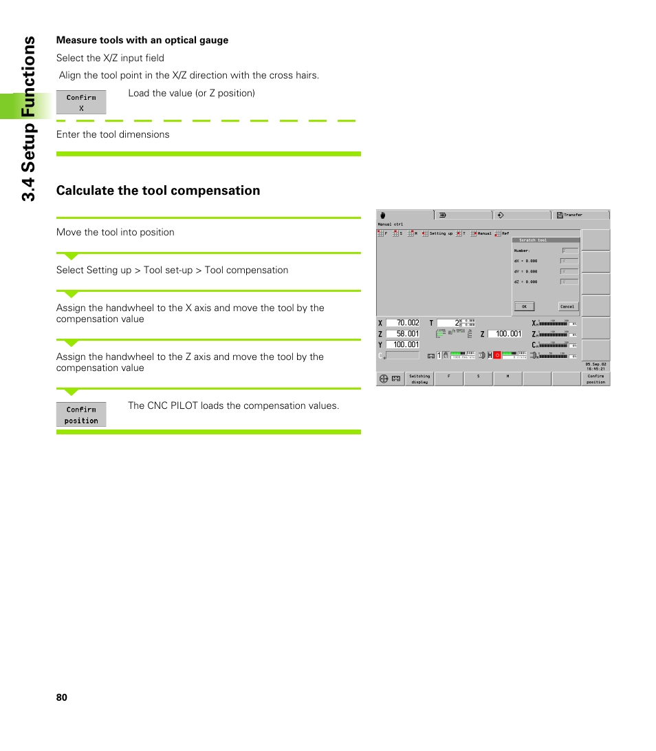 Calculate the tool compensation | HEIDENHAIN CNC Pilot 4290 V7.1 User Manual | Page 80 / 725