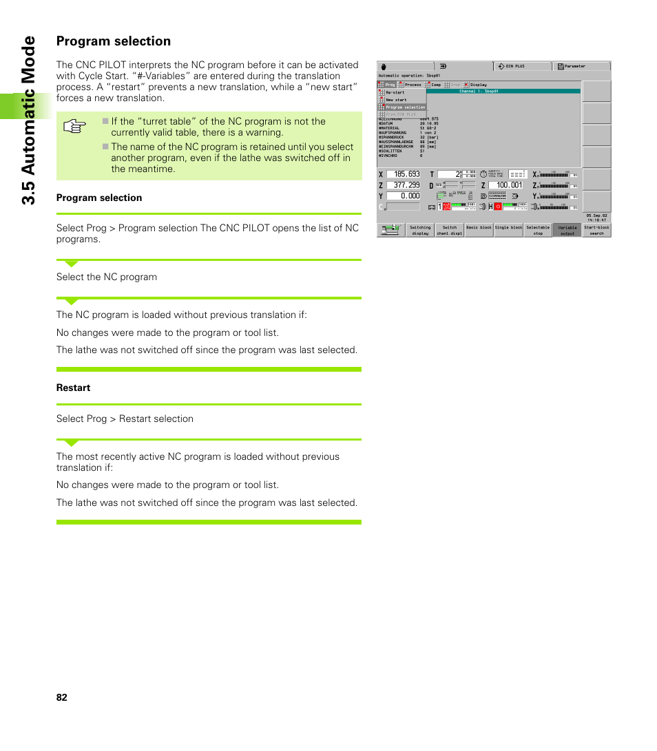 Program selection, 5 a u to matic mode | HEIDENHAIN CNC Pilot 4290 V7.1 User Manual | Page 82 / 725