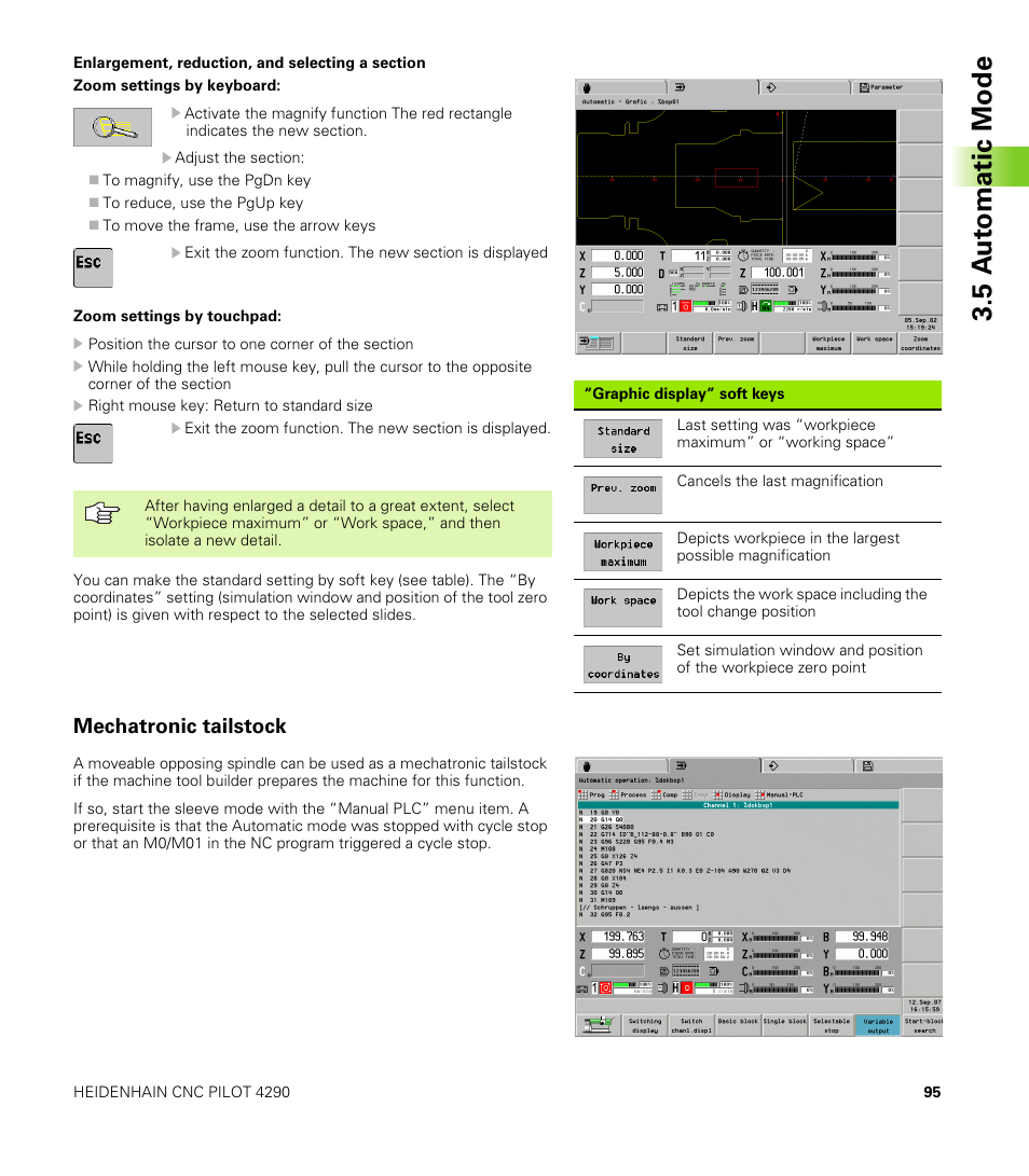 Mechatronic tailstock, 5 a u to matic mode | HEIDENHAIN CNC Pilot 4290 V7.1 User Manual | Page 95 / 725