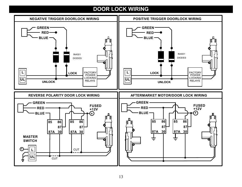 Door lock wiring | Crimestopper Security Products CS-2014DP-TW2 User Manual | Page 13 / 32