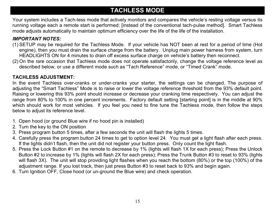 Tachless mode | Crimestopper Security Products CS-2014DP-TW2 User Manual | Page 15 / 32