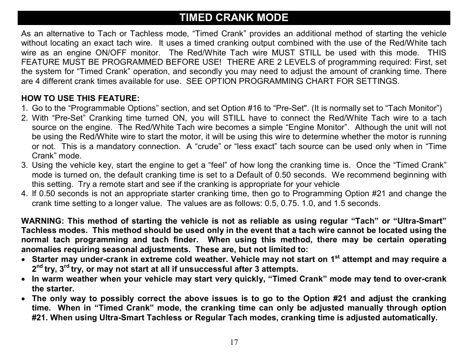 Timed crank mode | Crimestopper Security Products CS-2014DP-TW2 User Manual | Page 17 / 32