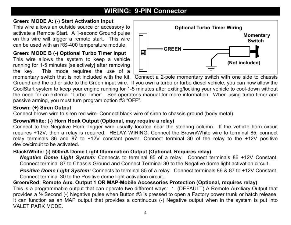 Wiring: 9-pin connector | Crimestopper Security Products CS-2014DP-TW2 User Manual | Page 4 / 32