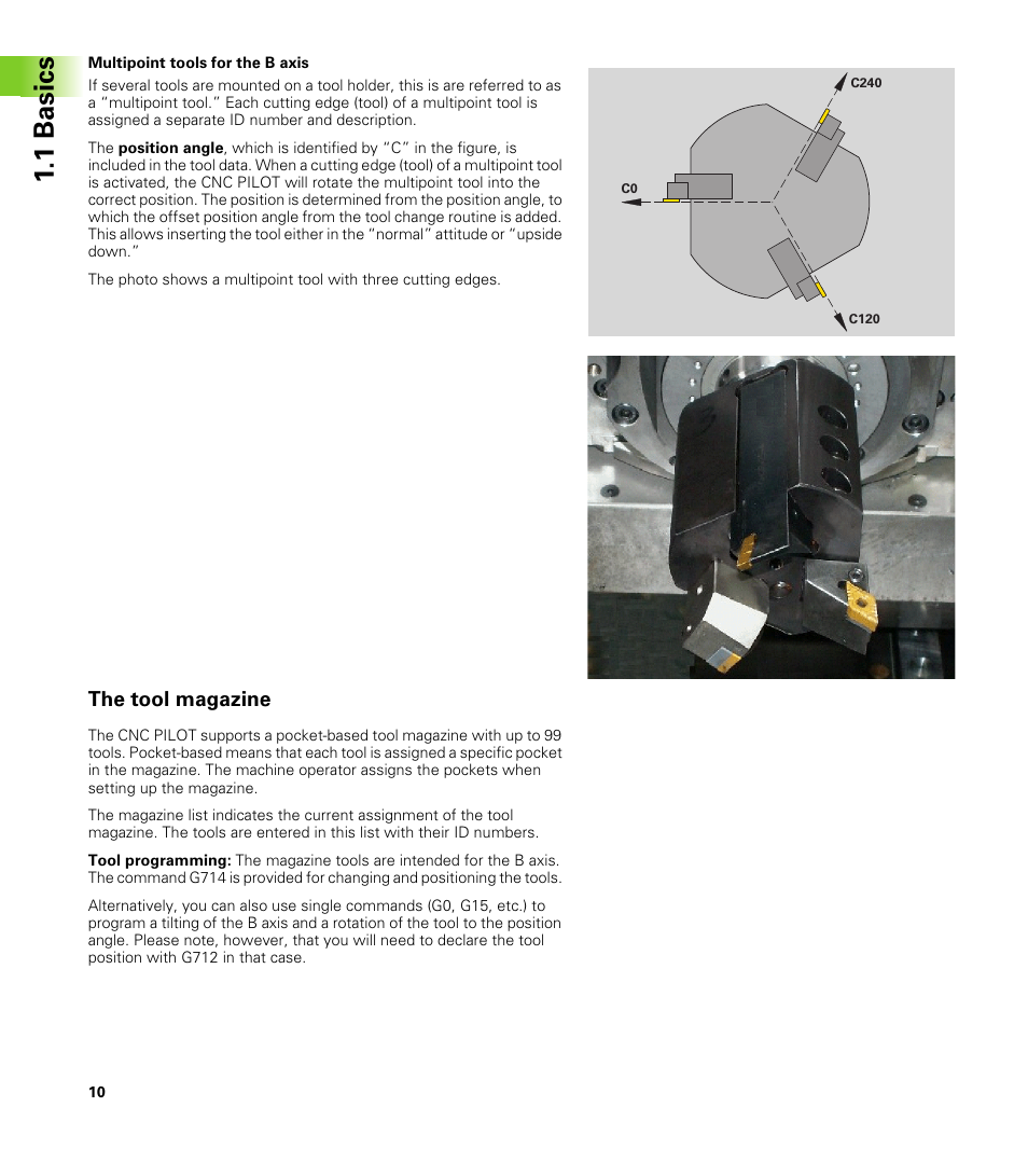 The tool magazine, 1b a s ic s | HEIDENHAIN CNC Pilot 4290 V7.1 Description of B and Y axes User Manual | Page 10 / 119