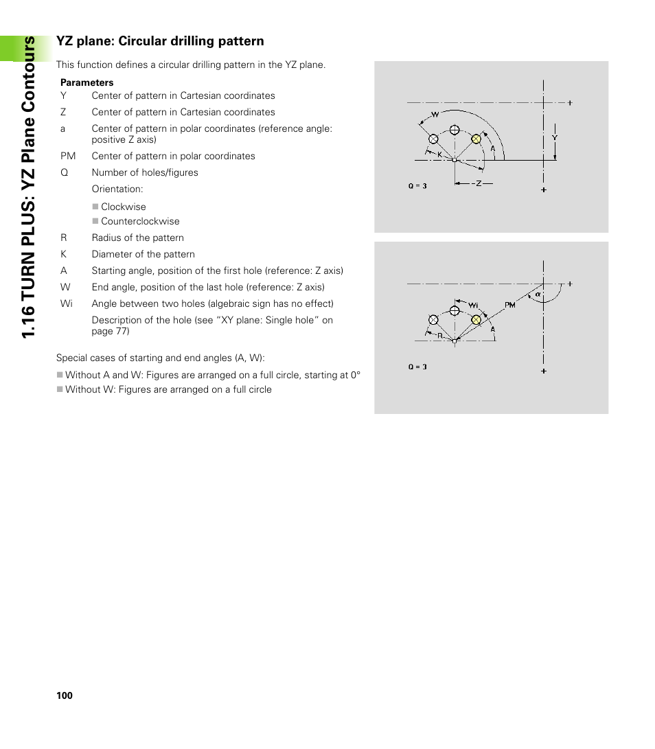 Yz plane: circular drilling pattern, 16 turn plus: yz plane cont ours | HEIDENHAIN CNC Pilot 4290 V7.1 Description of B and Y axes User Manual | Page 100 / 119