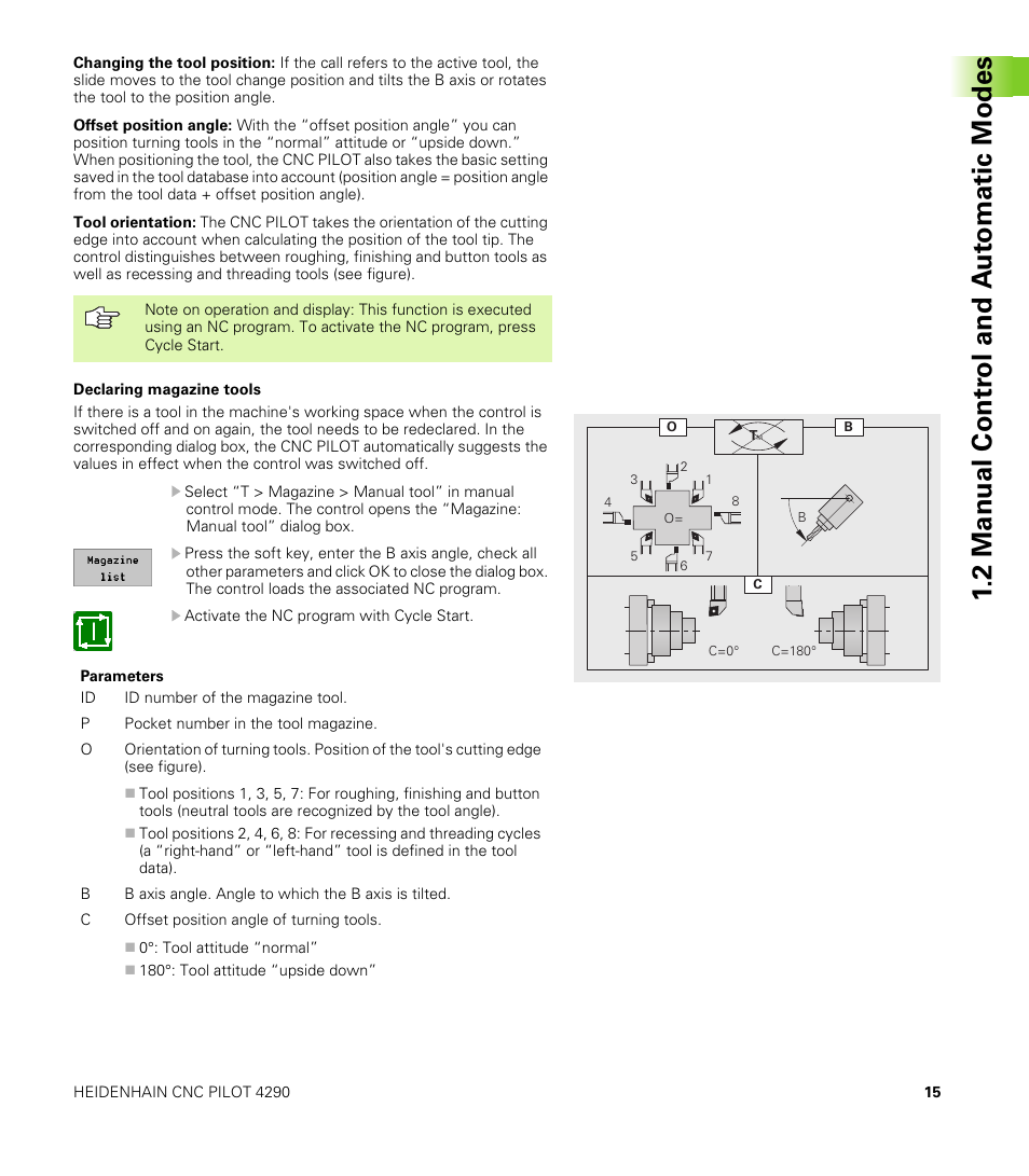 2 manual contr o l and a u to matic modes | HEIDENHAIN CNC Pilot 4290 V7.1 Description of B and Y axes User Manual | Page 15 / 119