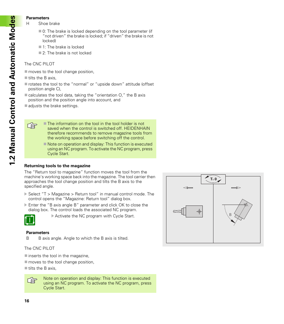 2 manual contr o l and a u to matic modes | HEIDENHAIN CNC Pilot 4290 V7.1 Description of B and Y axes User Manual | Page 16 / 119