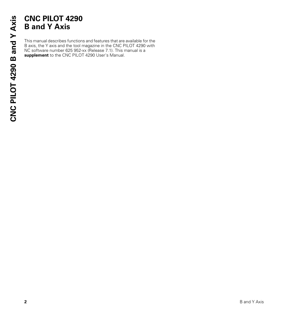 Cnc pilot 4290 b and y axis | HEIDENHAIN CNC Pilot 4290 V7.1 Description of B and Y axes User Manual | Page 2 / 119