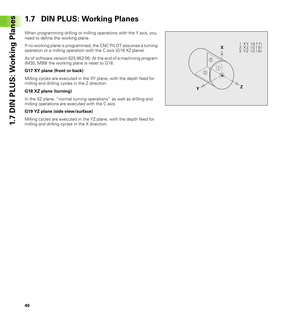 7 din plus: working planes | HEIDENHAIN CNC Pilot 4290 V7.1 Description of B and Y axes User Manual | Page 40 / 119