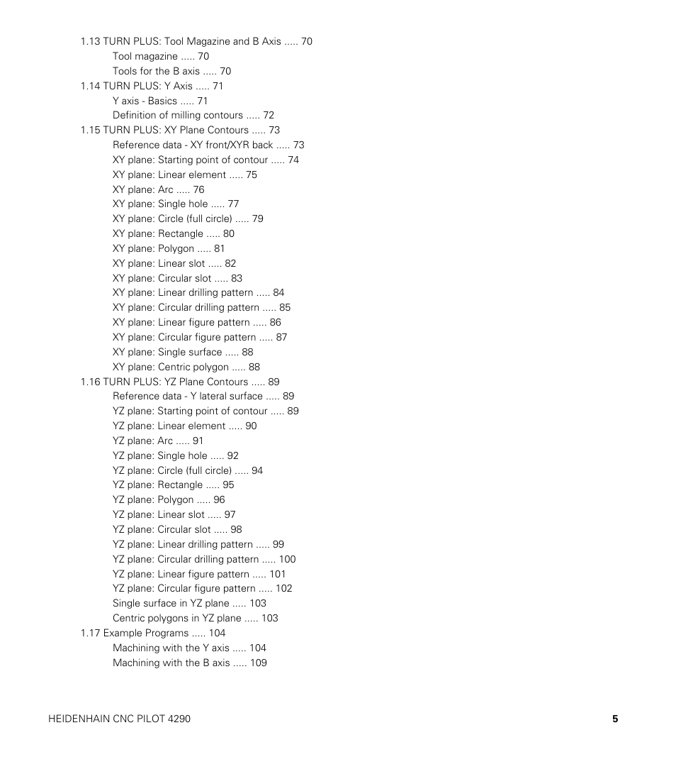 HEIDENHAIN CNC Pilot 4290 V7.1 Description of B and Y axes User Manual | Page 5 / 119